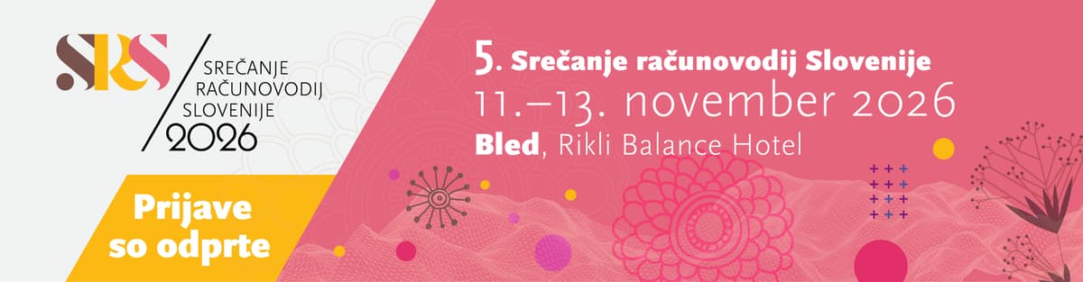 SRS 2026 – 5. Srečanje računovodij Slovenije, 11.–13. november 2026, Bled, Rikli Balance Hotel: prijave so odprte