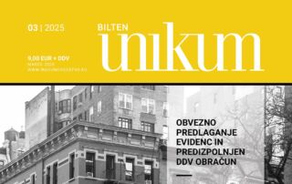 Slika prikazuje naslovnico biltena Unikum, na kateri vidimo črno-belo stavbo.