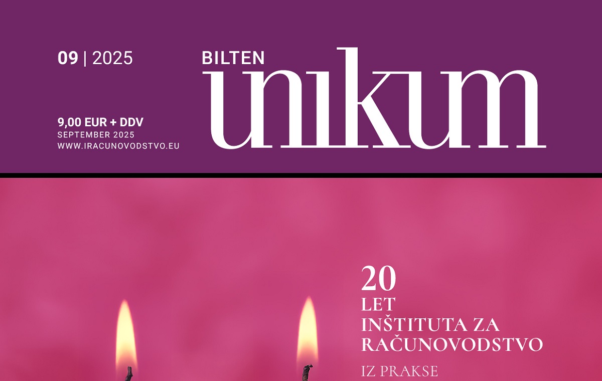 Slika prikazuje naslovnico biltena Unikum za mesec september.